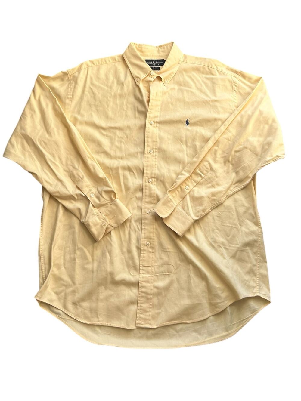 Vintage Polo Ralph Lauren Yellow Blair Oxford Button Down Shirt Size Large